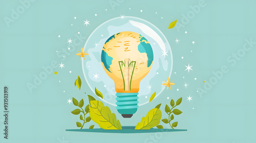 Light bulb with a globe, global impact of ideas on growth