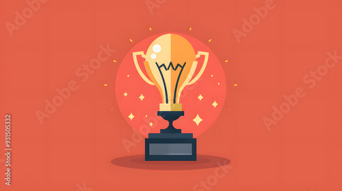Light bulb with a trophy, ideas leading to winning growth