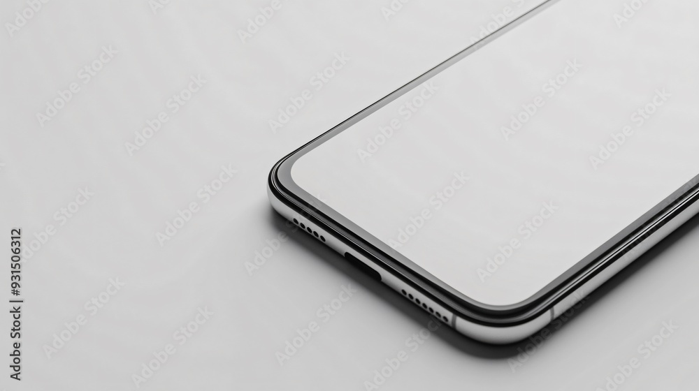 Minimalist Close-Up of Smartphone with Blank Screen on White Surface Minimalist Close-Up of Smartphone with Blank Screen on White Surface