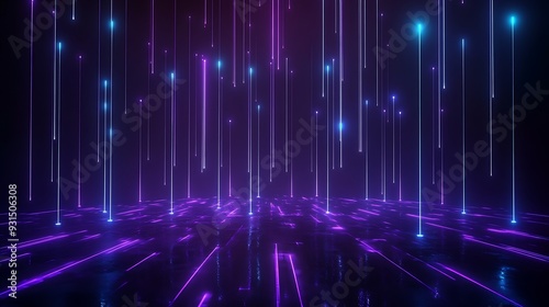 Abstract neon lights in blue and purple creating a futuristic, glowing background. Perfect for digital designs and sci-fi themes.