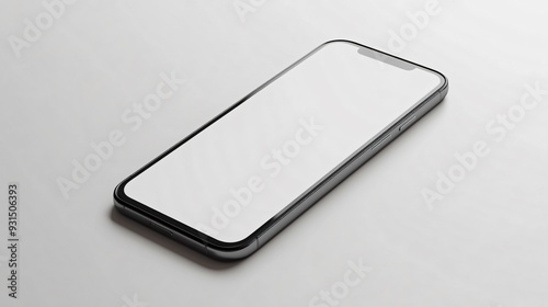 Minimalist Close-Up of Smartphone with Blank Screen on White Surface