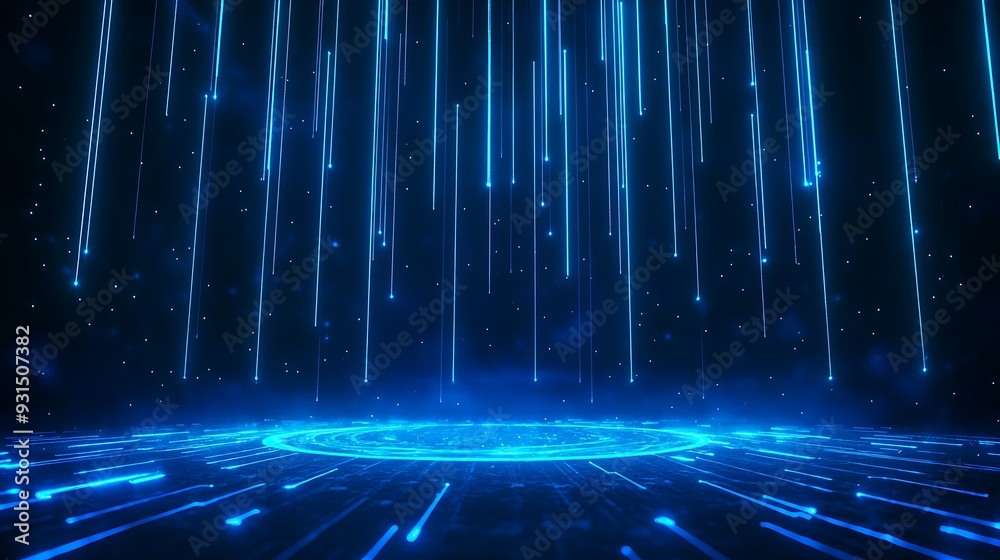 Futuristic blue digital background with glowing lights and lines, abstract technology concept, great for sci-fi and virtual reality themes. Futuristic blue digital background with glowing lights and lines, abstract technology concept, great for sci-fi and virtual reality themes.