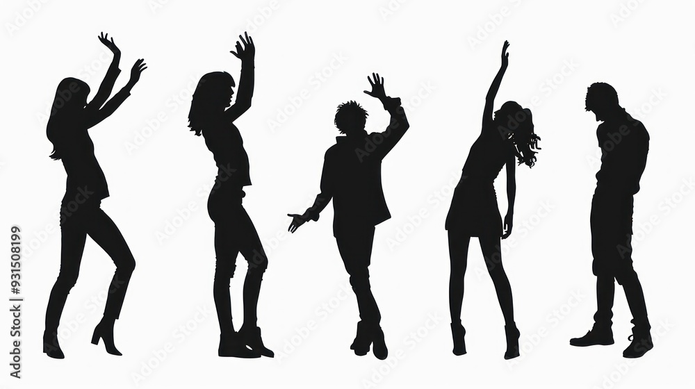 Silhouettes of People Dancing at a Party Silhouettes of People Dancing at a Party