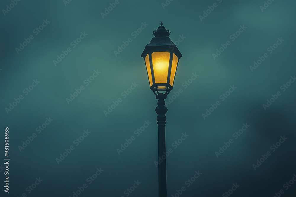 an old retro street lamp putting light on the public city an old retro street lamp putting light on the public city