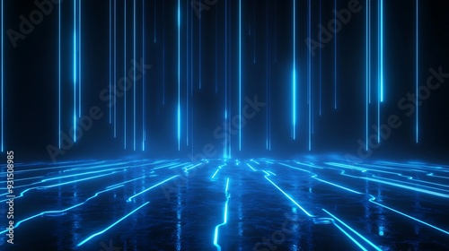 Futuristic digital abstract background with glowing blue lines and dots, depicting cyberspace and advanced technology themes.