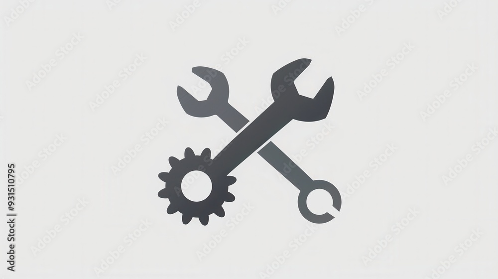 A minimalist logo displays crossed wrenches and gears, symbolizing mechanics and engineering in a sleek, modern design. Generative AI A minimalist logo displays crossed wrenches and gears, symbolizing mechanics and engineering in a sleek, modern design. Generative AI