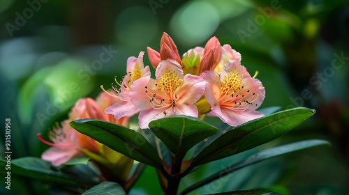 Malabar melastome melastoma Indianrhododendron blooming in the garden : Generative AI photo