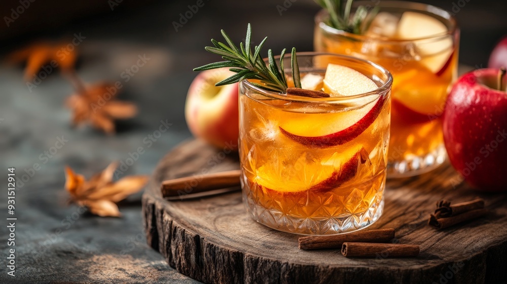 Elegant Apple Cider Cocktails with Autumn Garnishes Elegant Apple Cider Cocktails with Autumn Garnishes
