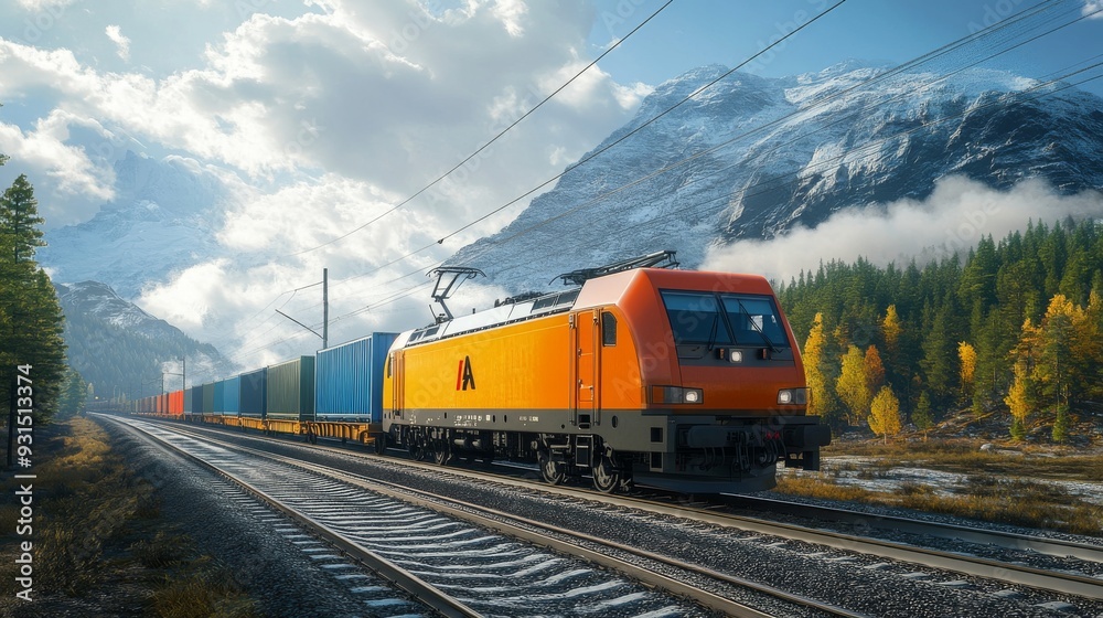 AI-Controlled Autonomous Cargo Trains: Trains transporting goods autonomously across vast distances, managed by AI for optimal routing. AI-Controlled Autonomous Cargo Trains: Trains transporting goods autonomously across vast distances, managed by AI for optimal routing.