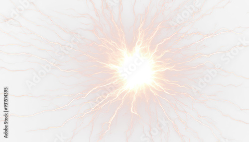 Electric energy radiating outward isolate on transparent background, cutout, png