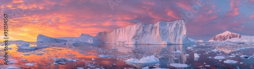 Arctic ocean waters and melting ice sheets. Stock image.