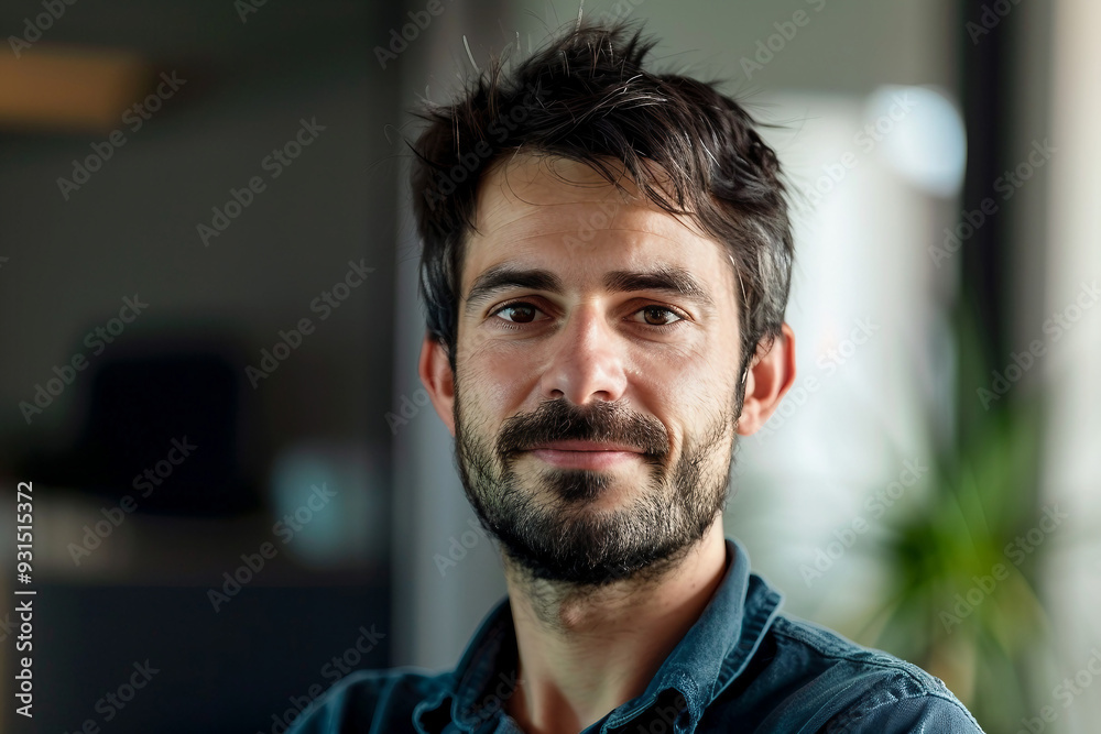 Portrait of a smiling factory worker generative AI