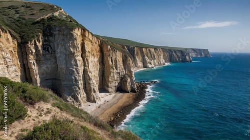 Wallpaper Mural Cliffs overlooking blue sea, panoramic shot  Torontodigital.ca