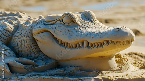 a crocodile made of sand