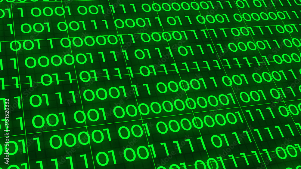 Foreground background green binary code. Digits of 0 and 1 switch to binary data loop. Concept: Technology, data, cybersecurity, binary code. Foreground background green binary code. Digits of 0 and 1 switch to binary data loop. Concept: Technology, data, cybersecurity, binary code.