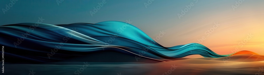 Abstract waves in a clean, blue palette, illustrating the rhythm of the ocean Abstract waves in a clean, blue palette, illustrating the rhythm of the ocean