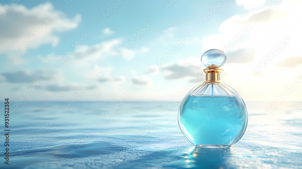 Fresh perfume bottle at the seaside