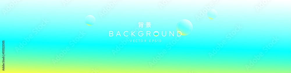 Bright summer color gradient background with light blue green and yellow, vector banner design, foreign text translation as background Bright summer color gradient background with light blue green and yellow, vector banner design, foreign text translation as background