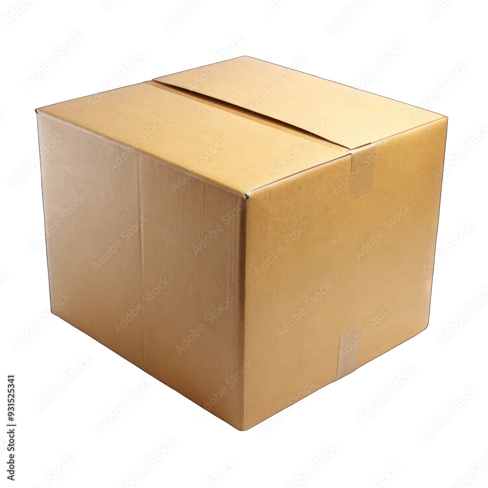 A brown cardboard box on transparent background A brown cardboard box on transparent background