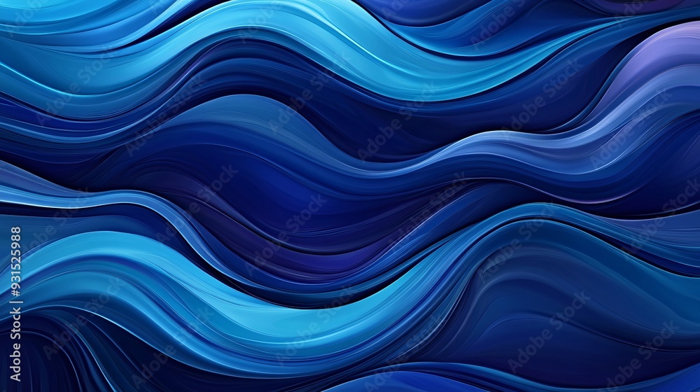 Repeating wave design with smooth flowing curves and vibrant blue colors Repeating wave design with smooth flowing curves and vibrant blue colors