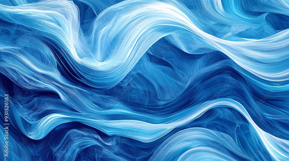 Abstract ocean wave design with flowing lines and contrasting shades of blue Abstract ocean wave design with flowing lines and contrasting shades of blue