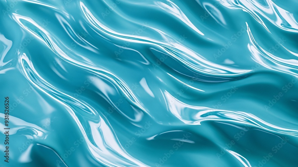Obraz premium Repeating wave pattern with soft ripples and vibrant turquoise tones
