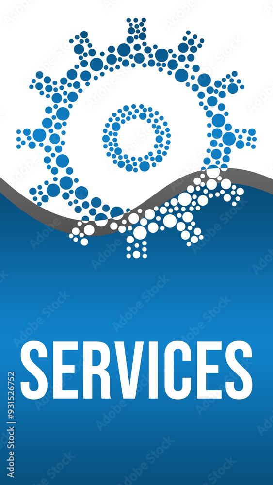 Services Blue Gear Dotted Vertical Text Services Blue Gear Dotted Vertical Text