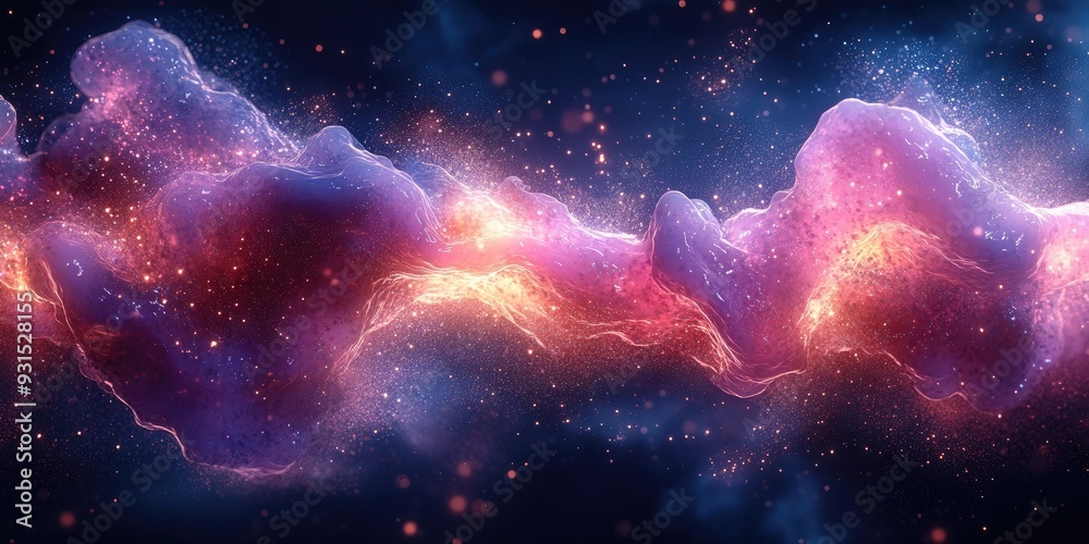 Abstract Cosmic Nebula with Glittering Dust and Stars