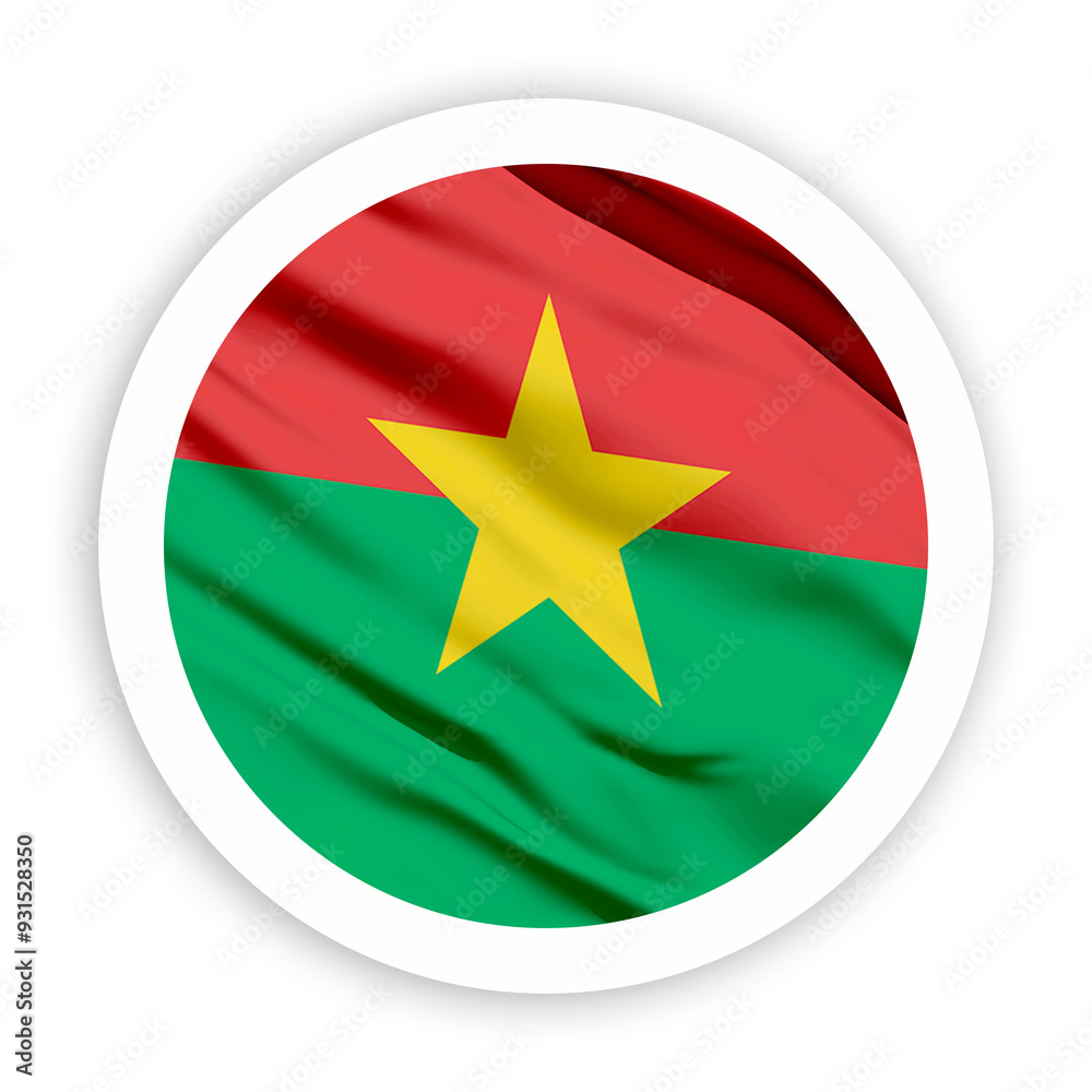 Burkina Faso Waving Flag with White Rounded Frame Burkina Faso Waving Flag with White Rounded Frame