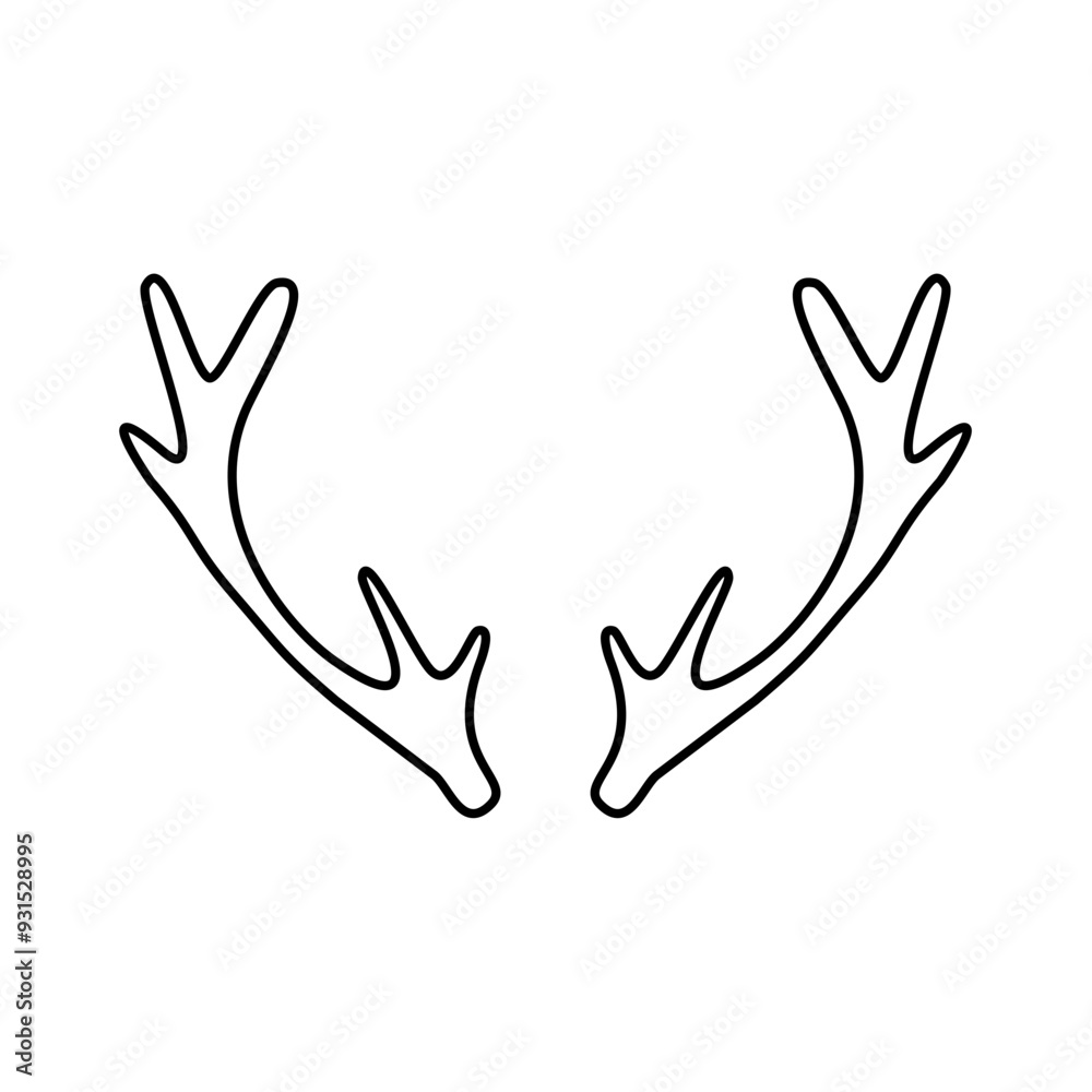 Obraz premium Hand drawn outline deer antlers vector illustration