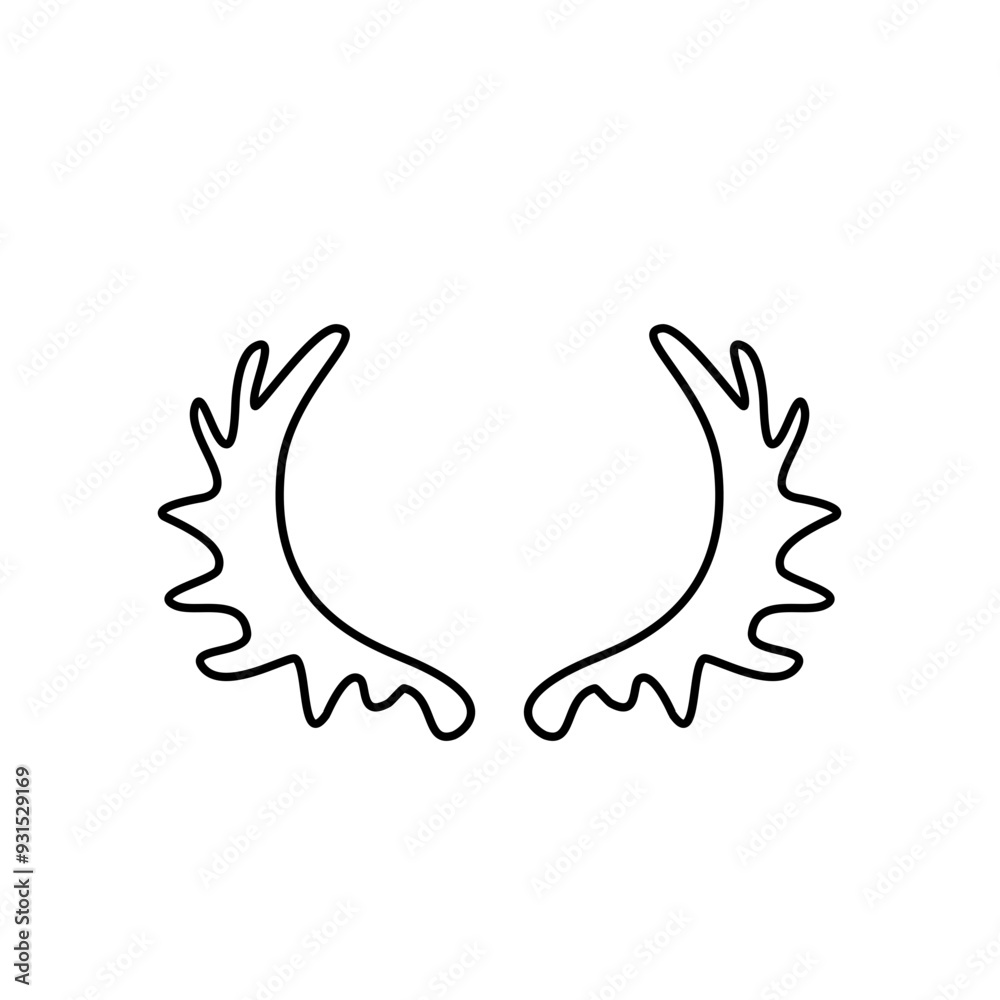 Hand drawn outline deer antlers vector illustration Hand drawn outline deer antlers vector illustration