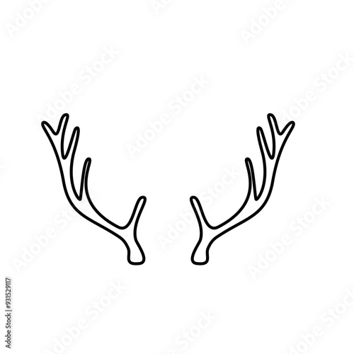Hand drawn outline deer antlers vector illustration