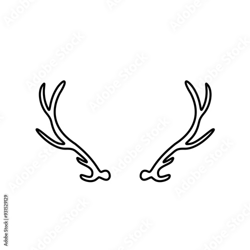 Hand drawn outline deer antlers vector illustration