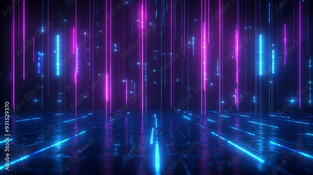 Futuristic neon lights background with glowing pink and blue lines in a dark space, creating a vibrant and dynamic digital scene. Futuristic neon lights background with glowing pink and blue lines in a dark space, creating a vibrant and dynamic digital scene.