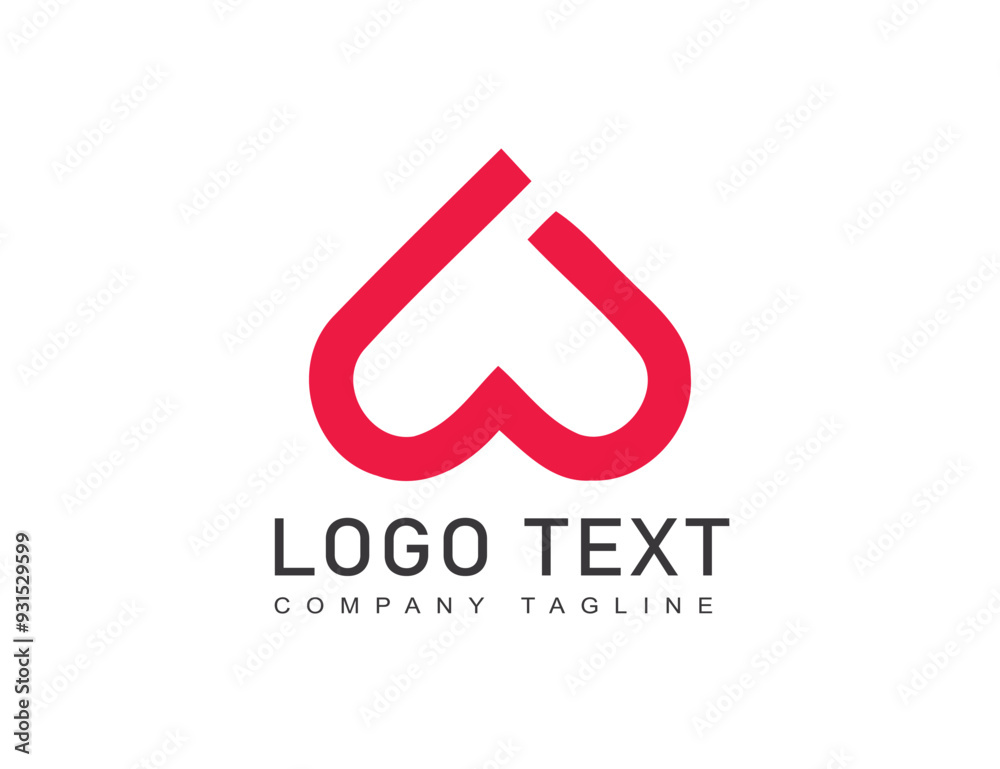 Abstract logo with minimalist heart icon design Abstract logo with minimalist heart icon design
