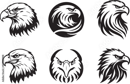 Eagle emblem black on white. photo