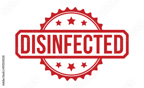 DISINFECTED Red rubber stamp on white background. DISINFECTED stamp sign. DISINFECTED stamp.
