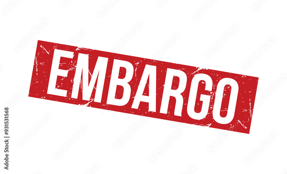 Embargo Red rubber stamp on white background. Embargo stamp sign. Embargo stamp.