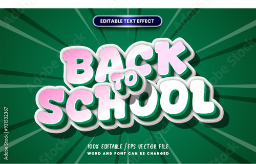Editable text effect - Back to school 3d cartoon template style