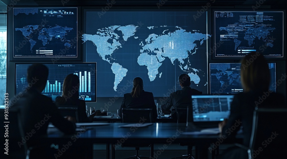 Modern Corporate Office with Data Analysis Dashboard Modern Corporate Office with Data Analysis Dashboard