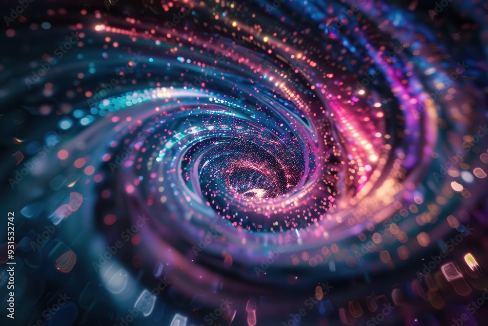 A swirling vortex of holographic particles, creating a dynamic and colorful whirlpool A swirling vortex of holographic particles, creating a dynamic and colorful whirlpool