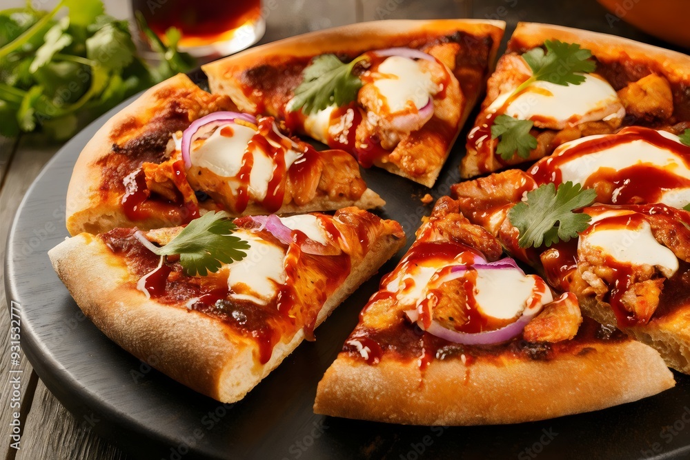 Rustic BBQ Chicken Pizza with Red Onions and Cilantro Rustic BBQ Chicken Pizza with Red Onions and Cilantro