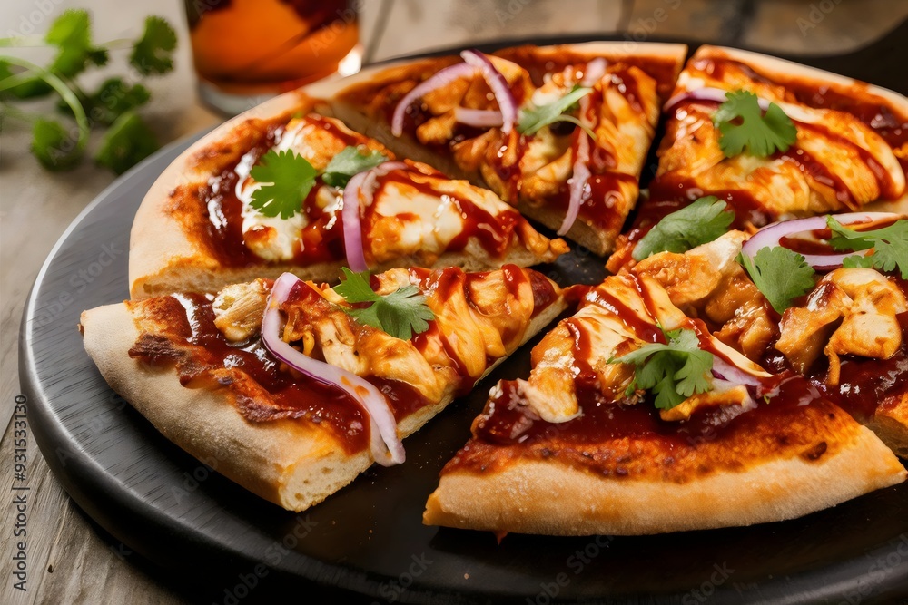 BBQ Chicken Pizza with Crispy Cheese and Fresh Cilantro BBQ Chicken Pizza with Crispy Cheese and Fresh Cilantro