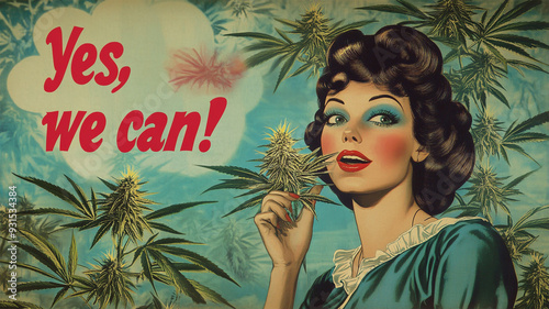 Cannabispflanze mit motivierendem Text 