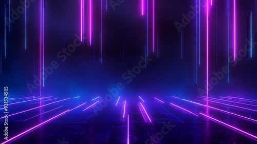 Neon lights create a futuristic, vibrant grid on a dark background, perfect for tech themes, nightlife, and modern designs.