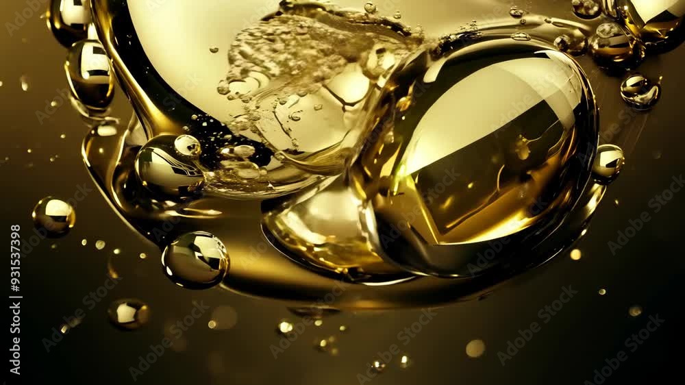 Gold and black bubbles colliding and merging with a rich, luxurious effect Gold and black bubbles colliding and merging with a rich, luxurious effect