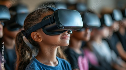 AI-Driven Personalized Learning Experiences in Virtual Reality: Students immersed in VR environments tailored to their learning needs by AI.