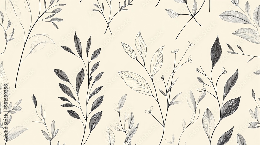 Elegant Botanical Sketch - PowerPoint Background Elegant Botanical Sketch - PowerPoint Background