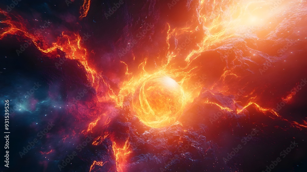 Swirling Plasma Orbs of Intense Electric Energy Pulsing Through Futuristic Landscape Swirling Plasma Orbs of Intense Electric Energy Pulsing Through Futuristic Landscape