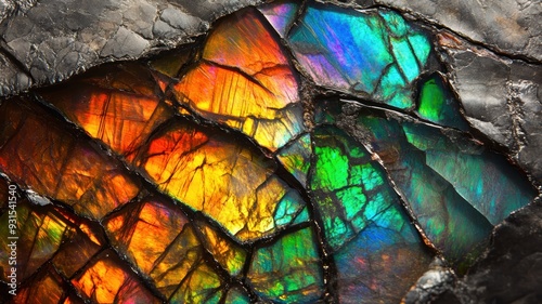Polished ammolite with vibr...